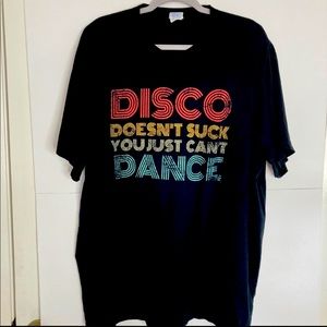 Disco Doesn't Suck Dance Retro 70s Style Shirt Black Graphic Mens 3XL